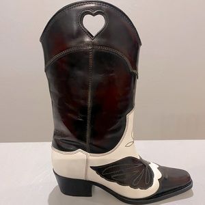 GANNI Marlyn Leather Western Boots Size 37
